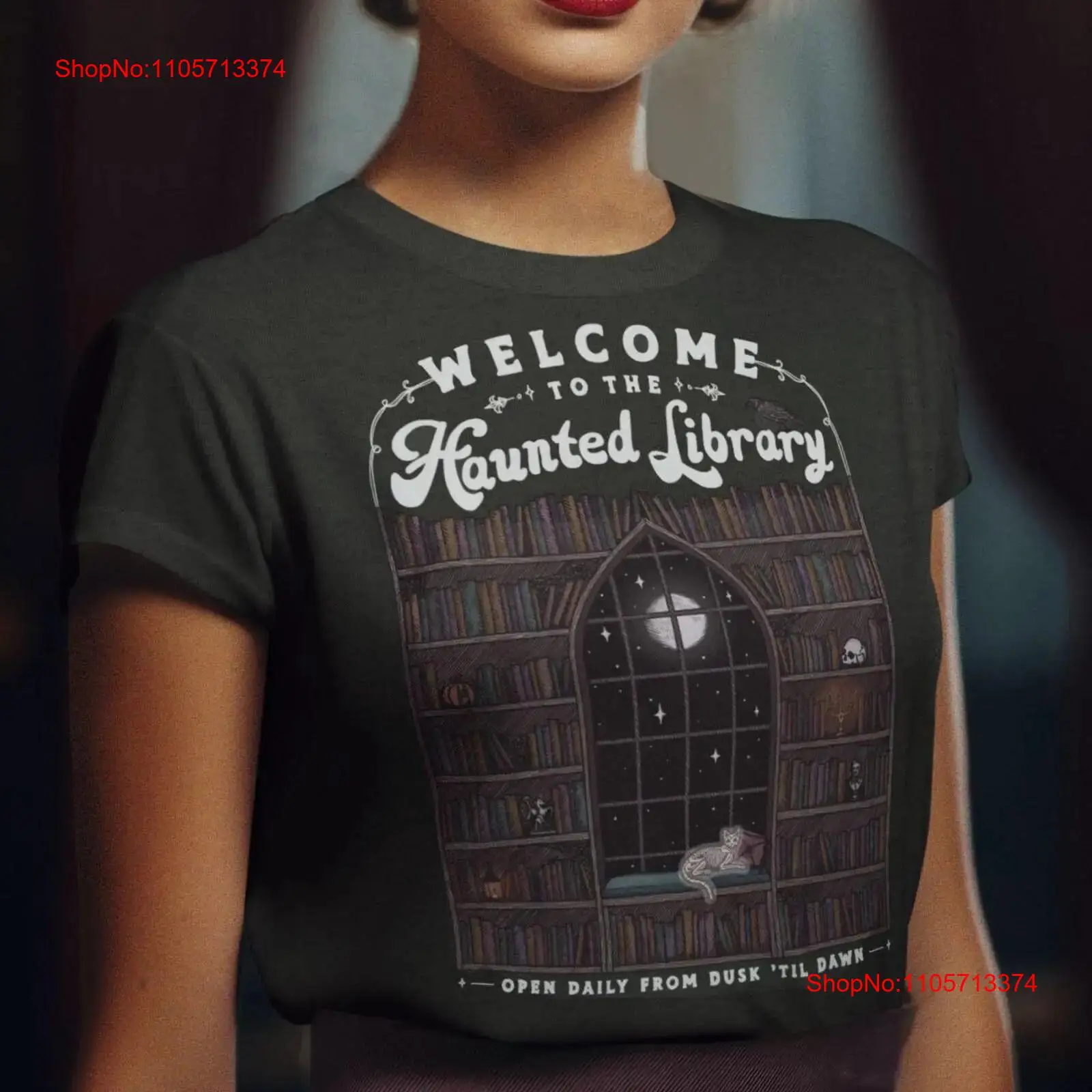 Vintage Fashion Library - Benvenuti nella Haunted Library Bookish T