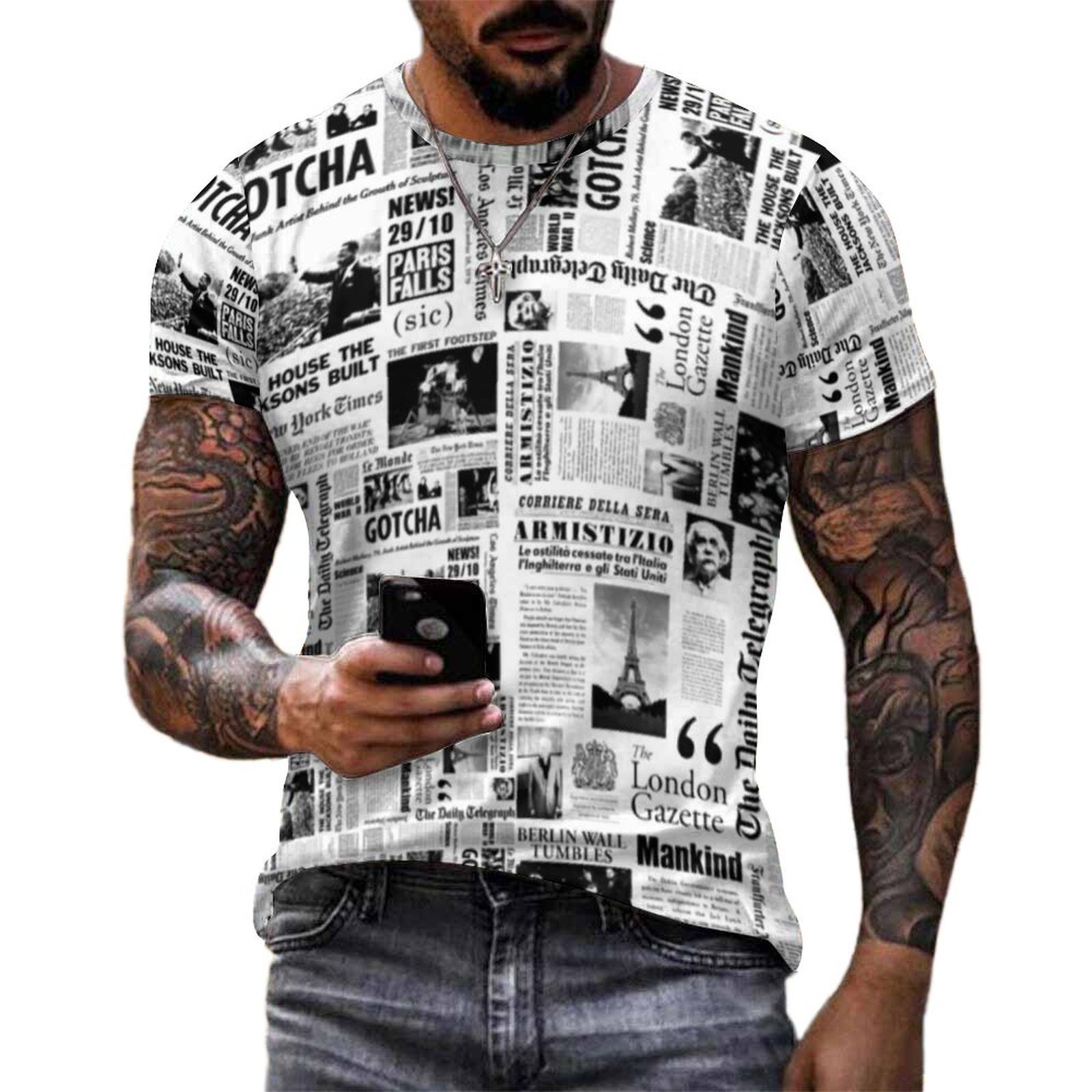 Vintage Fashion Newspaper - T-Shirt Vintage da Uomo con Stampa