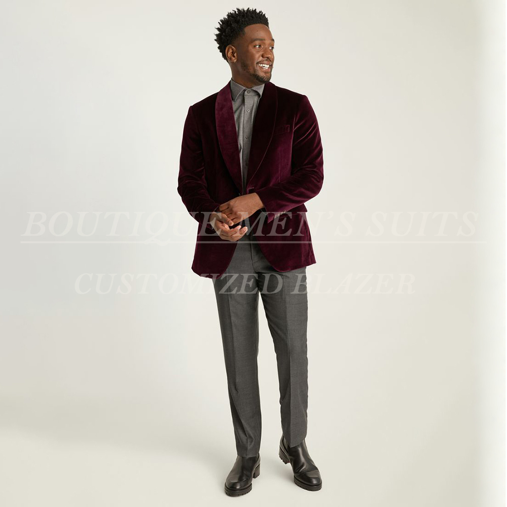 Velvet Blazer Vintage - Completo Vintage da Uomo: Blazer Monopetto