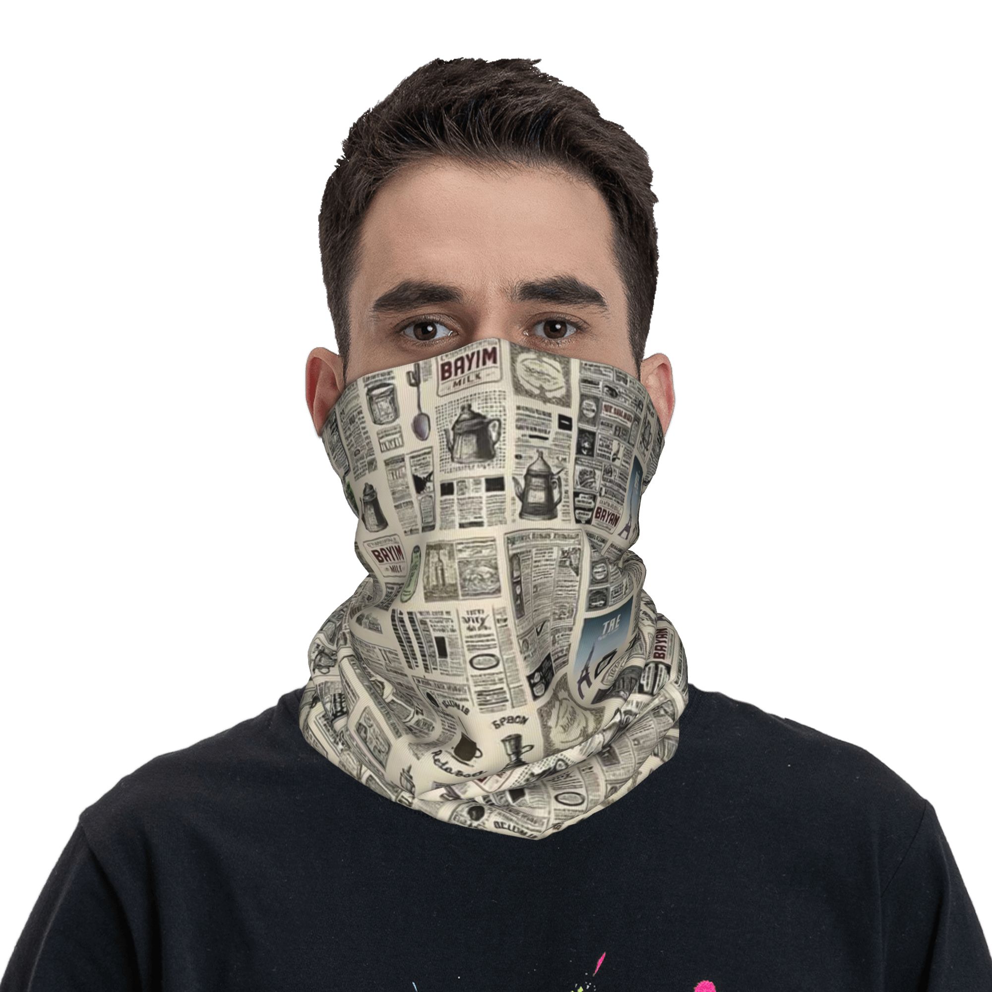 Vintage Fashion Newspaper - Bandana con Motivo a Giornale Vintage,