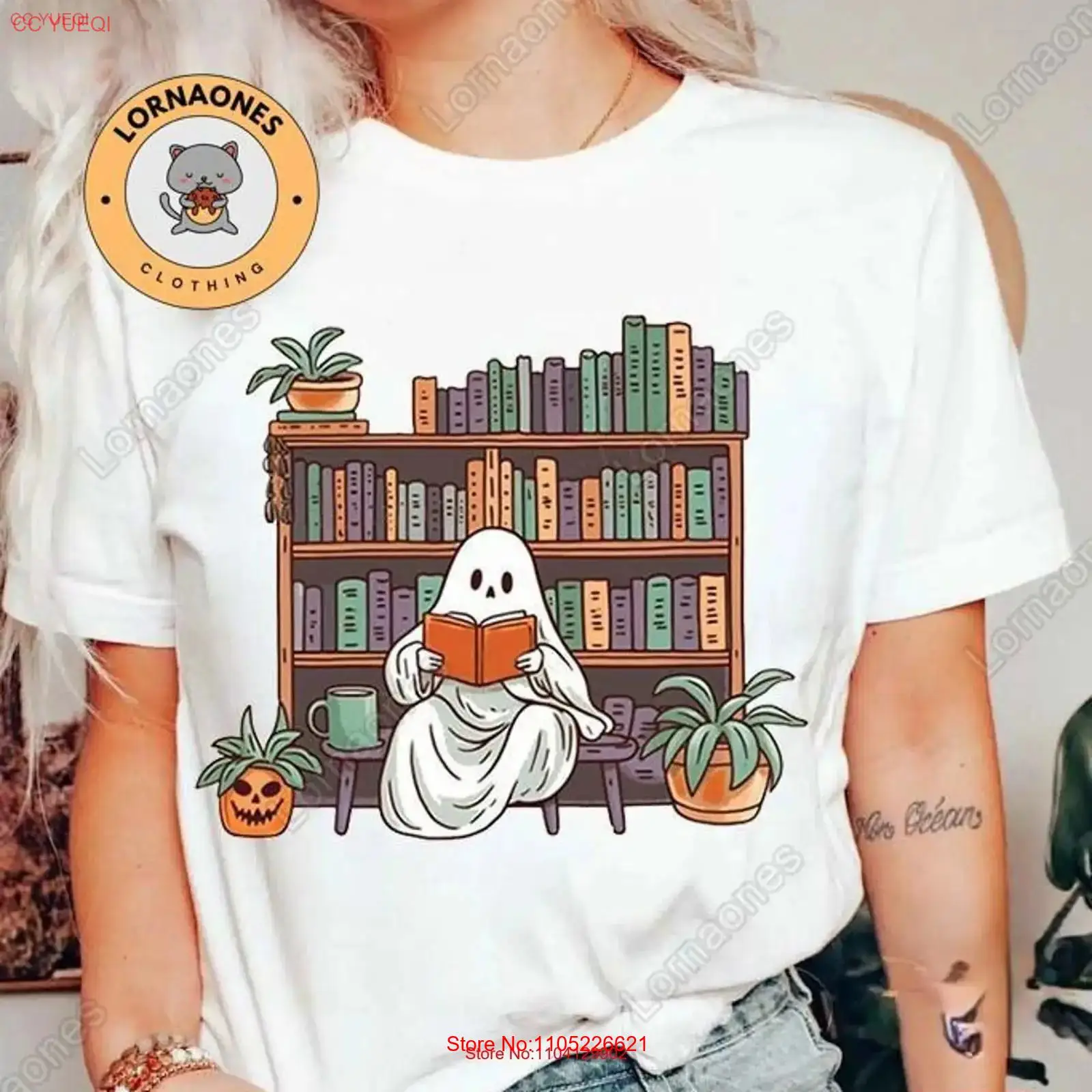 Vintage Fashion Library - Maglietta Halloween Ghost T Shirt Reading