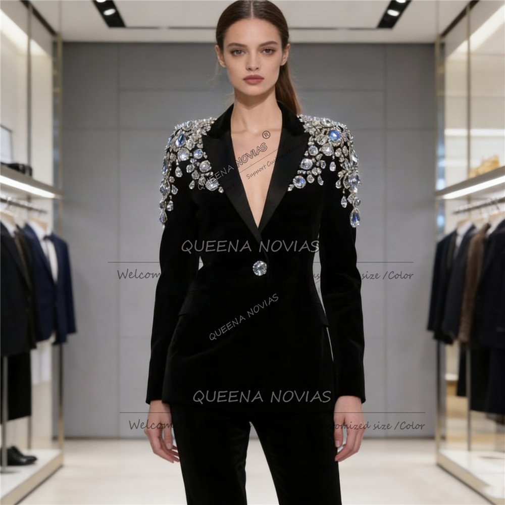 Velvet Blazer Vintage - Completi Esclusivi con Perline di Diamanti
