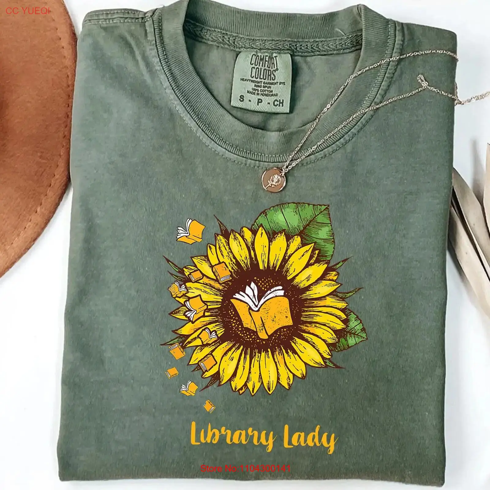 Vintage Fashion Library - T-shirt da Bibliotecaria con Girasole, per