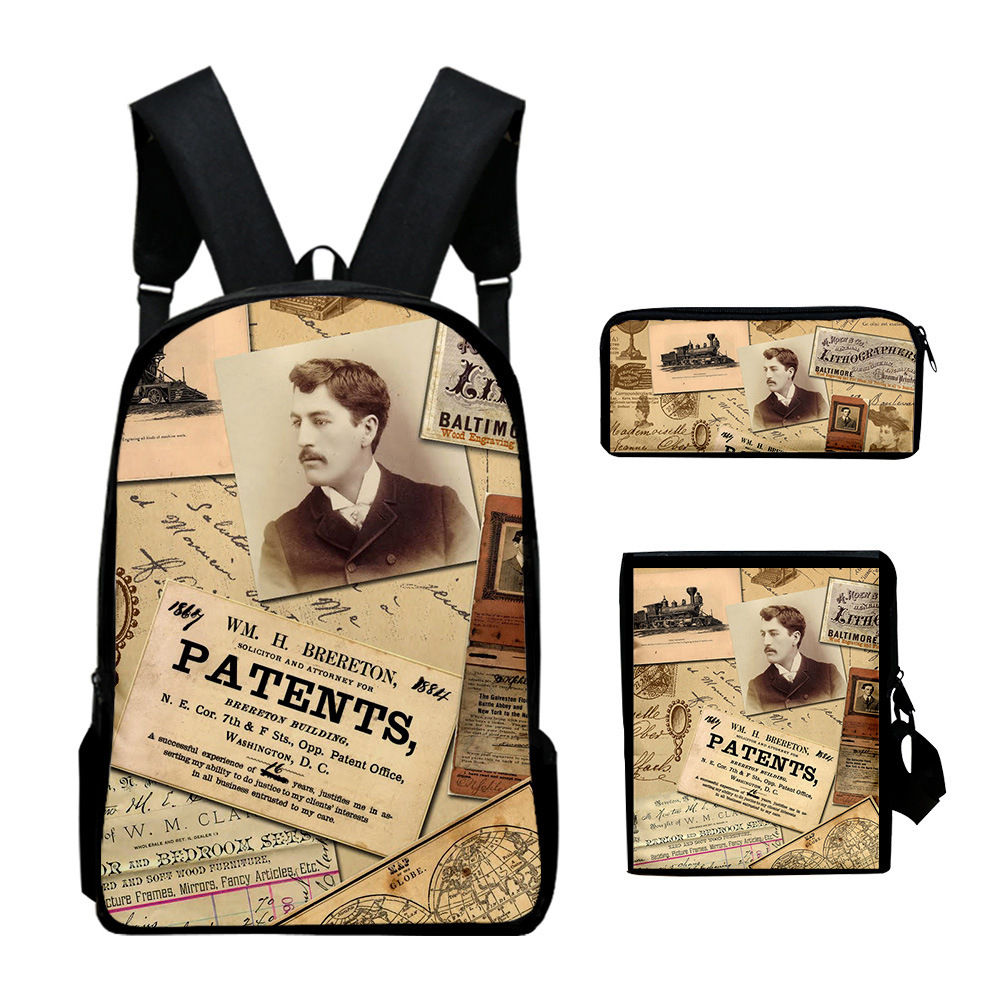 Vintage Fashion Newspaper - Classico Zaino Scolastico Vintage con Stampa