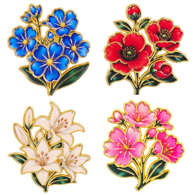 Vintage Fashion Designers - Spilla smaltata floreale vintage colorata e