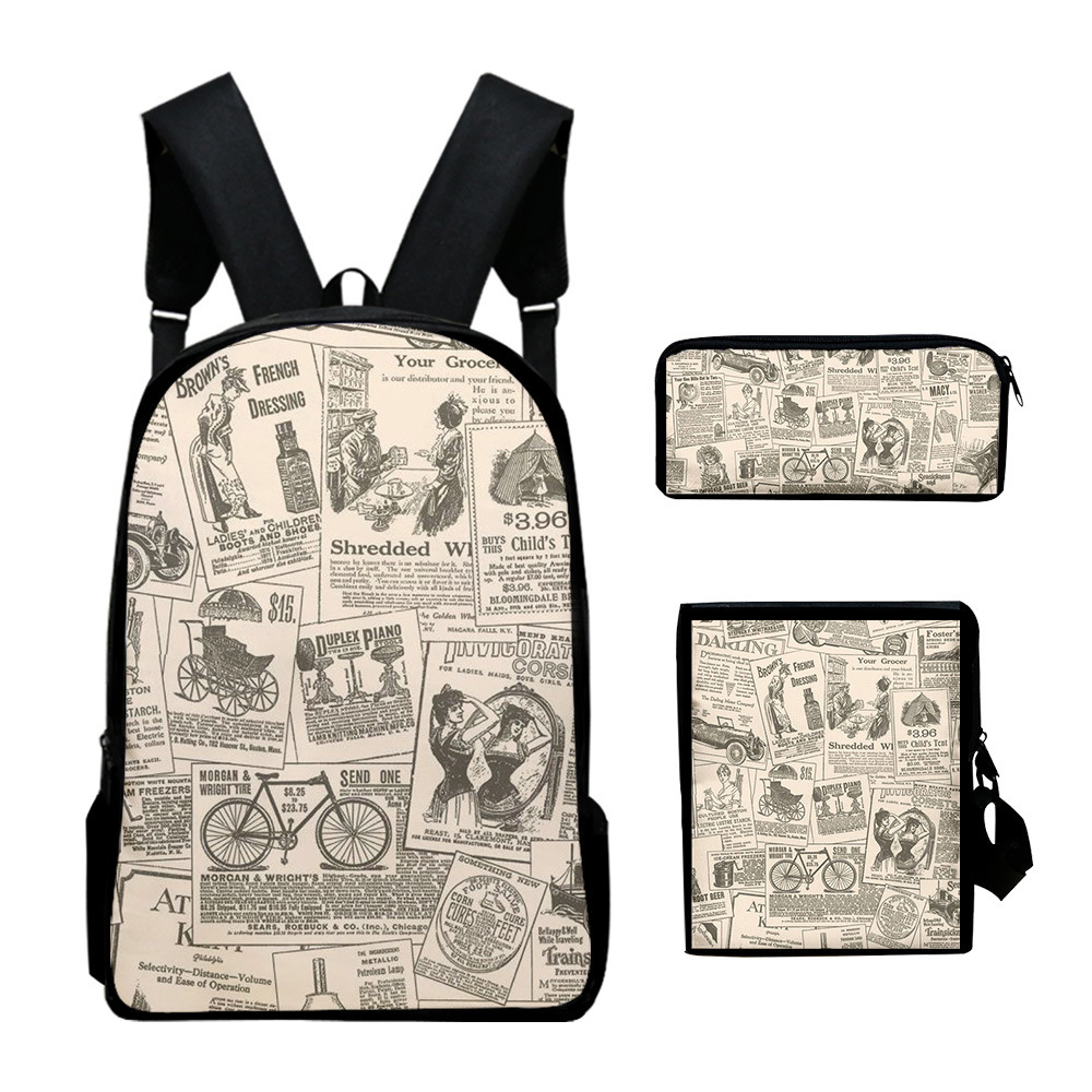 Vintage Fashion Newspaper - Classico Zaino Scolastico Vintage con Stampa